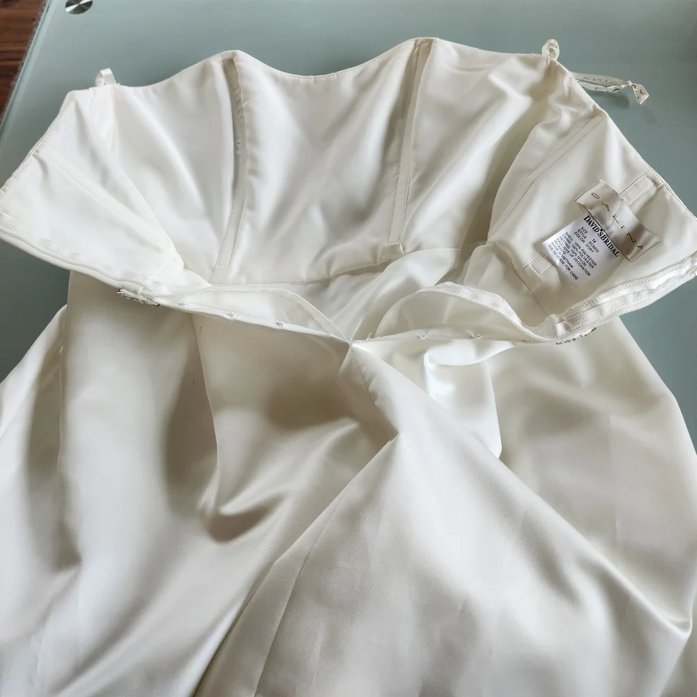 Davids Bridal Galina Tea Length Sleeveless Bridal Retro '50s '60s Gown Size 14‎